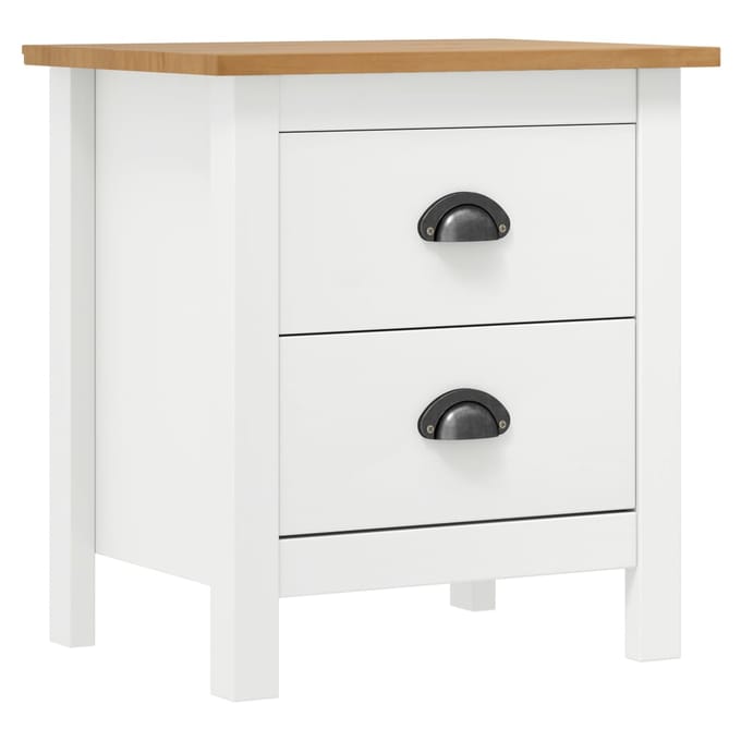 vidaXL - Nachtkastje - Hill - 46x35x49,5 - cm - massief - grenenhout - wit