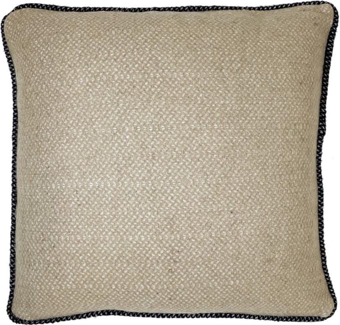 Raven black structure recycled wool square cushion
