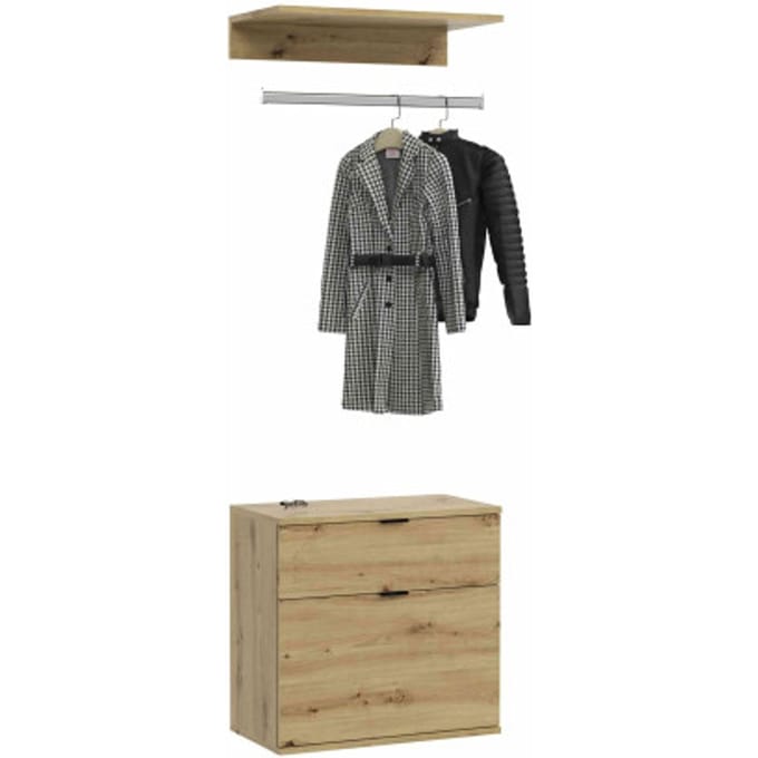 Furnilux Garderobe-element projektxschoenenkast eik ladekast + kledingroede