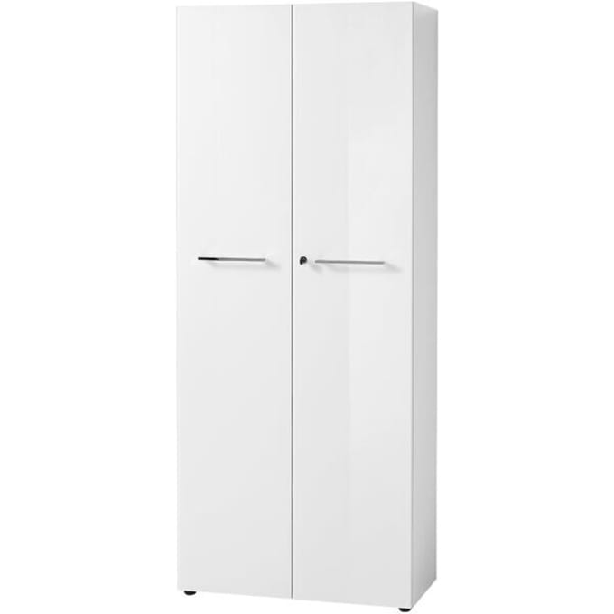 Vijlkast MONTERIA, glasfront, afsluitbaar, 5 OH, B 800 x D 370 x H 1960 mm, wit