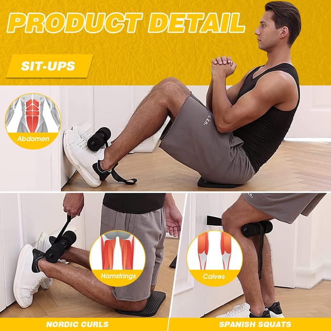 Hamstring Curl Strap Sit Up Machine Nordic Home Workout voor Gear Hamstring Curls Spaanse Squats Thuis Fitness Product black