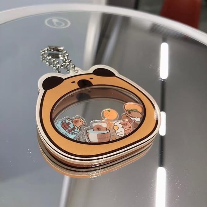 Porte-clés pendentif en acrylique en forme de Capybara, joli modèle de couple, idéal comme cadeau pour les amis gray
