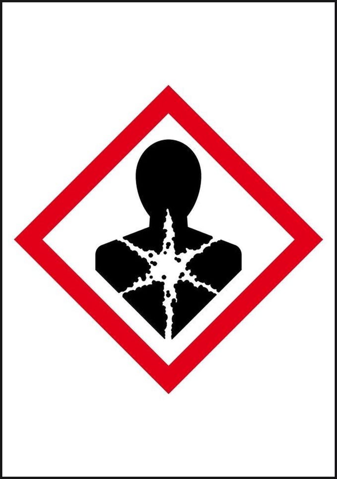 GHS08 gezondheidsgevaar sticker, 10 per vel, rechthoek 18 x 26 mm - 10 per vel