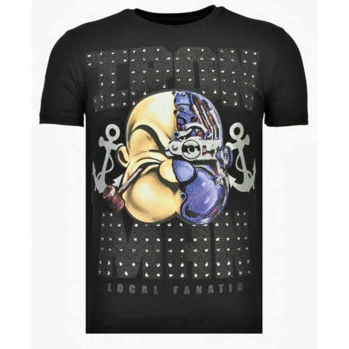 Local Fanatic Iron man popeye rhinestone t-shirt