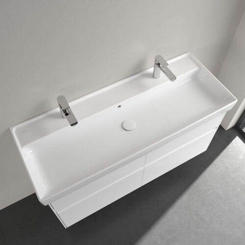 Villeroy & Boch Collaro - Meubelwastafel 120x47 cm, met overloop, 2 kraangaten, alpine wit 4A33C401