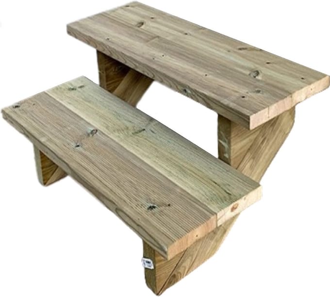 BERLIN Houten Buitentrap - 2 Open Treden 37 cm Hoog - 100 cm Breed