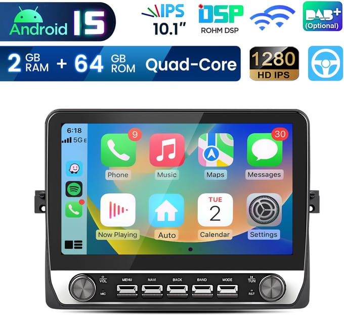 Junsun Android 15 Autoradio Geschikt Voor BMW E46 3er 318 320 325 Accessoires, 2GB+64GB, Draadloze CarPlay, DAB+, GPS-Navigatie, Bluetooth, 10.1-inch Touchscreen, DSP, Quad-core processor