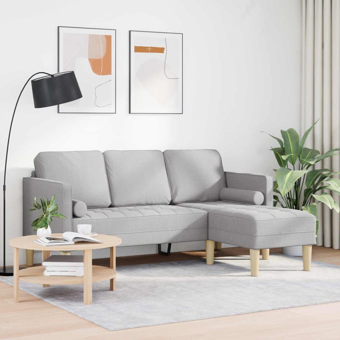 vidaXL - Bankstel - Wolkgrijs - 173 - x - 131 - x - 67 - cm - Polyester