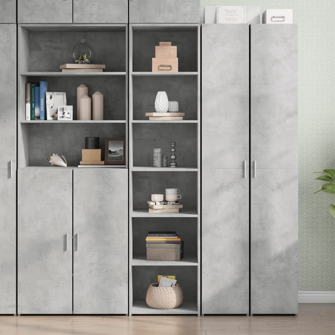 vidaXL - Hoge - kast - 45x41x185 - cm - bewerkt - hout - betongrijs