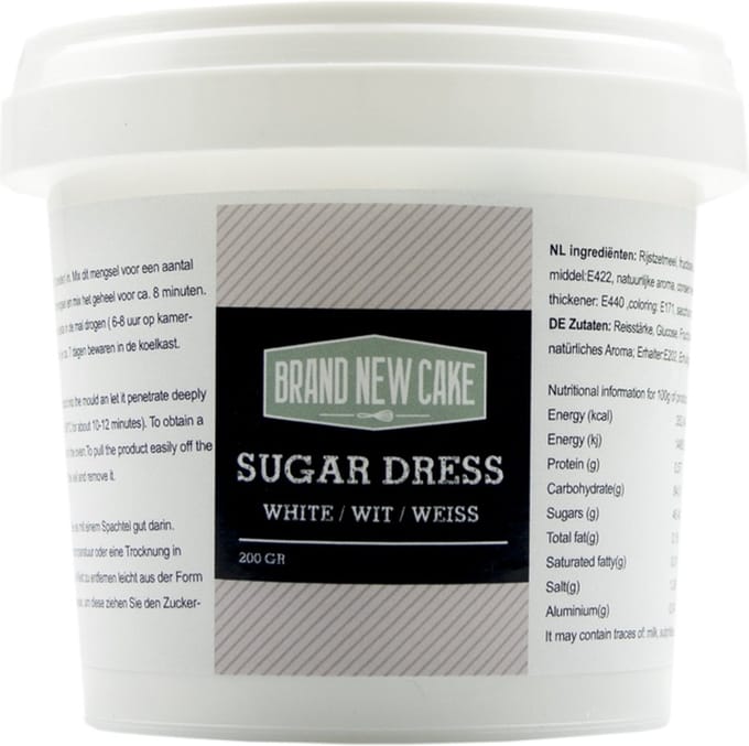 BrandNewCake Sugar Dress Pasta Wit 200 gram.