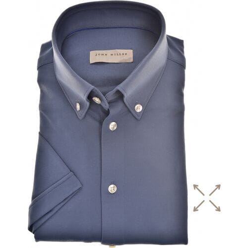 John Miller Overhemd Hyperstretch Slim-Fit Short Sleeve Donker Blauw / male