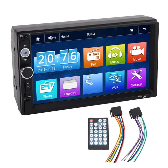 7-inch Touchscreen Head Unit DC12V voor Carplay Draadloos voor Android Auto Bluetooth AUX MP5 Speler Auto Multimedia Ontvanger Type A blue