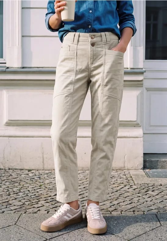 Barrel Leg broek van ribstof – Loose Fit