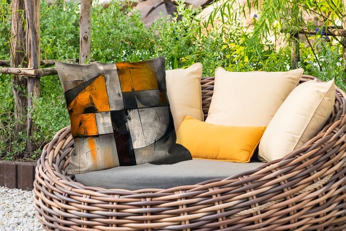 Sierkussen Buiten - Geel - Abstract - Modern - Vormen - 60x60 cm - Weerbestendig
