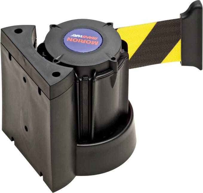 Morion wandcassette met uittrekbaar lint, geel zwart 3 meter