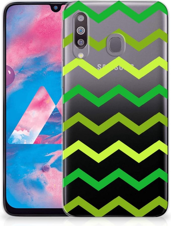 Samsung Galaxy M30 TPU bumper Zigzag Groen