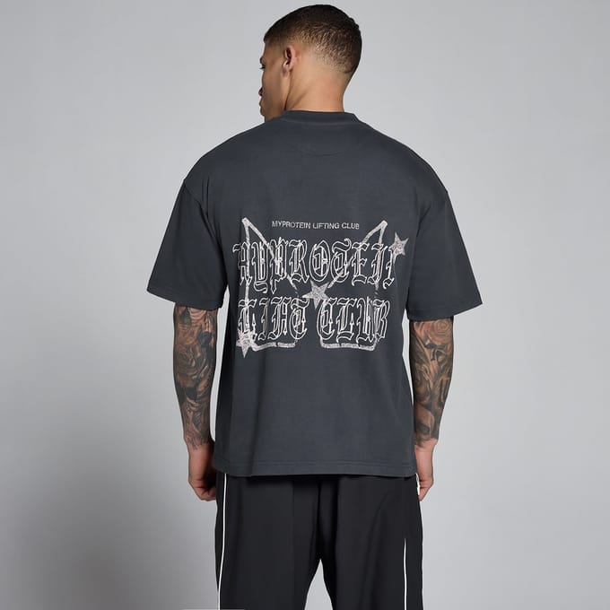 MP Men's Lift Graphic Washed Oversized Cotton T-Shirt - Donkergrijs - M