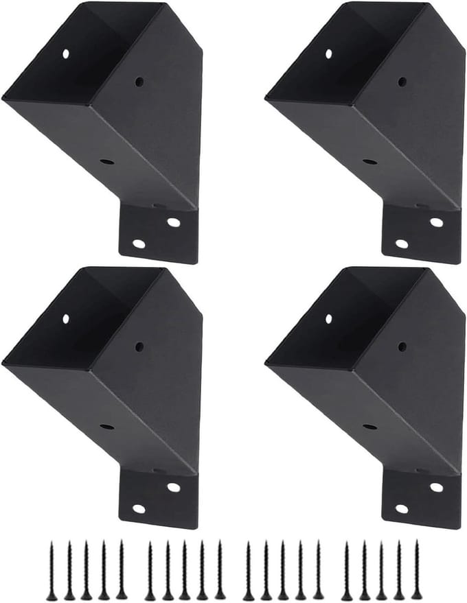 Pergola Angle Support Set, Pergola Bracket Kits - 45 Degree Pergola Brackets Corner Holder, Robust Shelf Bracket with Screw Connector for Bar