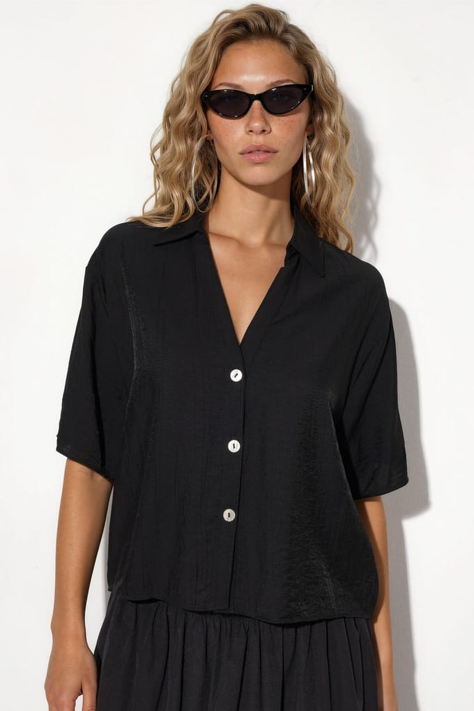 Dames Cropped Relaxed Shirt