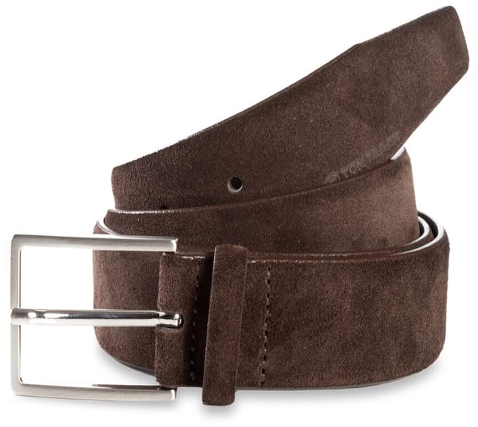 Tom Tailor - TTLOGAN suède riem met vierkante gesp - Maat 95 - dark brown uni