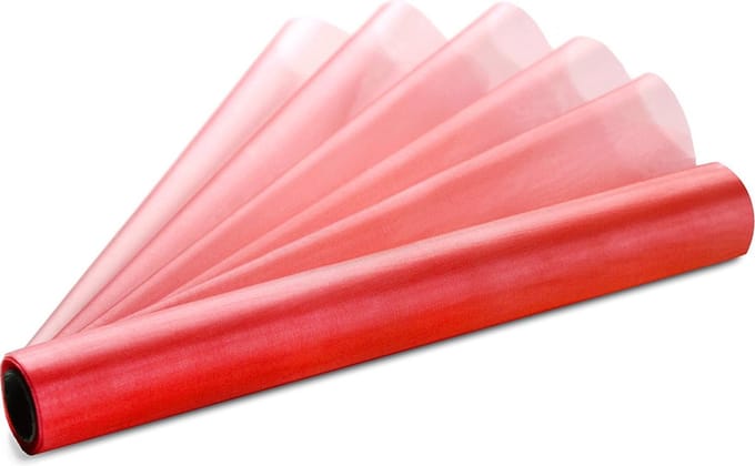 """Organza, rood, 0.36 x 9m (1 stuks/ 9 lm)"""