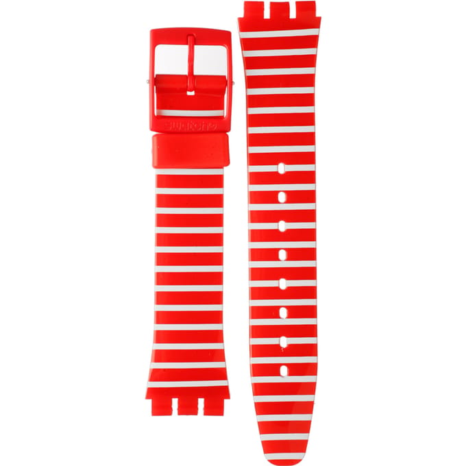 Swatch Plastic - Originals Medium (34mm) /Access/Solar/Musicall/Stop - G/SK/SL/SR/SS/SO28 AGR154I GR154I Cherry-Berry Striped band