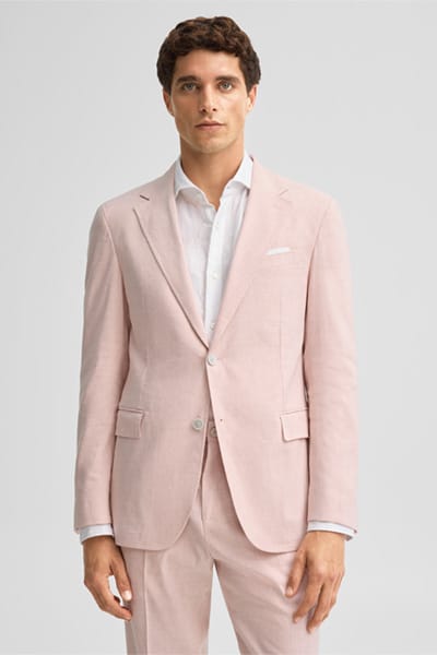 Modulair colbert met linnenaandeel, roze