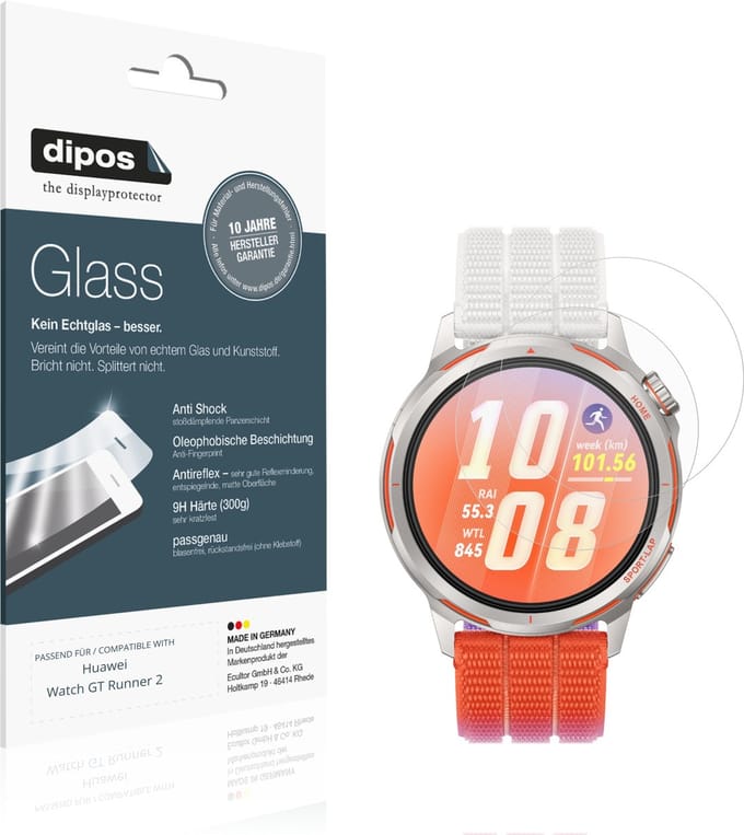 dipos – 2x Matte Pantserfolie geschikt voor Huawei Watch GT Runner 2 | 9H Screenprotector