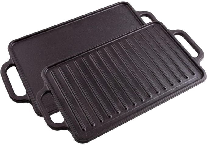 CRLYN® Grillplaat Inductie - Bakplaat - Gietijzer - Zwart