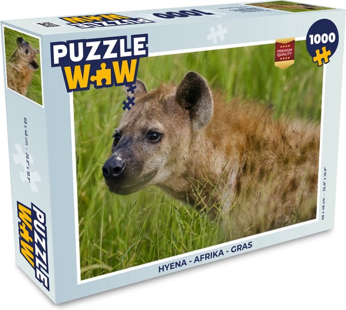 Puzzel Hyena - Afrika - Gras - Legpuzzel - Puzzel 1000 stukjes volwassenen