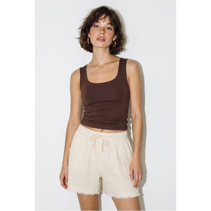 Hoog-Waisted Wijde Katoenen Shorts