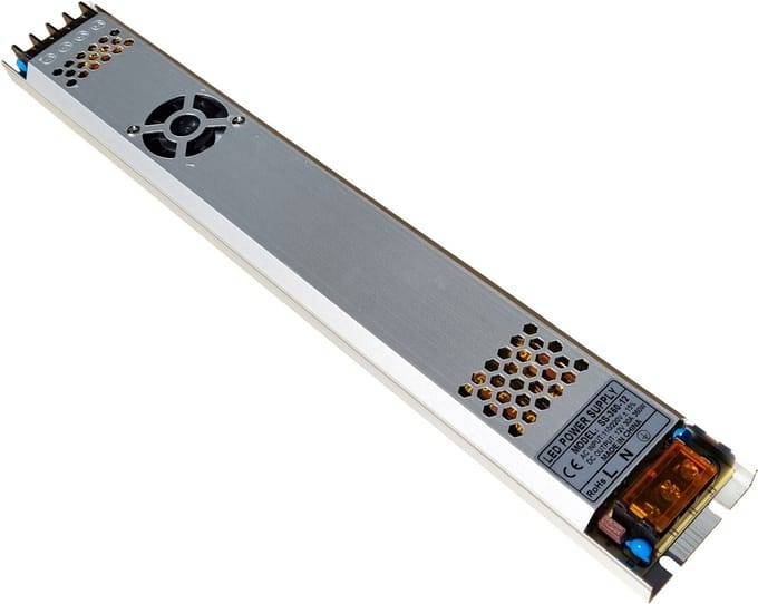 LED driver 12 Volt DC - 30A | 360 Watt + geforceerde koeling | plat/slank/dun 371 x 53 x 22 [mm] | IP20 - binnenshuis