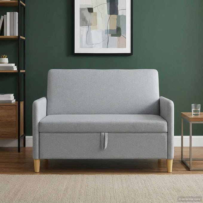 vidaXL - Sofa - met - Opbergruimte - Lichtgrijs - 122 - x - 78 - x - 87 - cm - Polyester