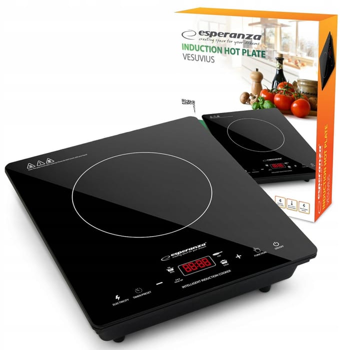 Esperanza Vesuvius Serie - Inductiekookplaat - 2000W - Elektronisch Display - Automatische Uitschakeling