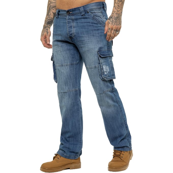 Enzo | heren Cargo Combat Jeans - Blauw