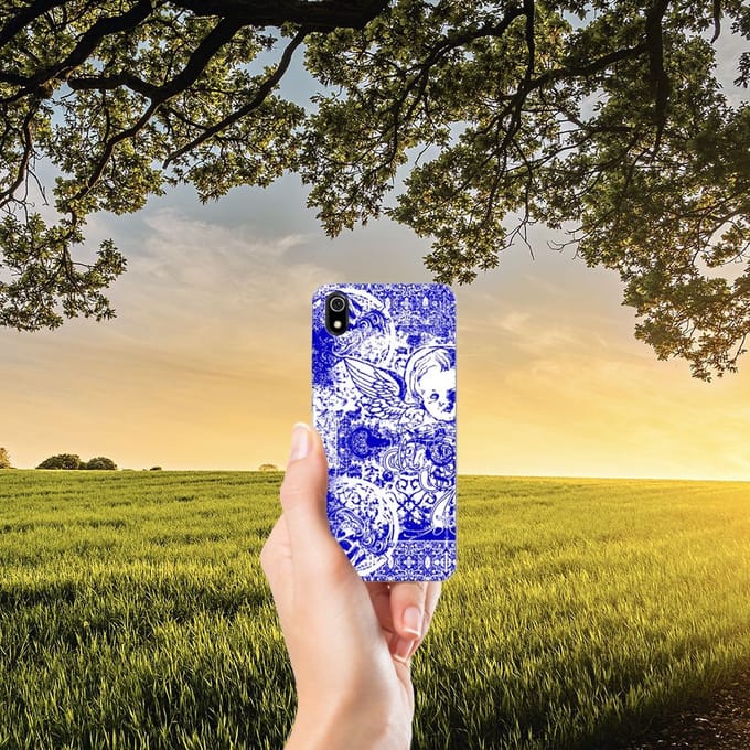 Silicone Back Case Xiaomi Redmi 7A Angel Skull Blauw