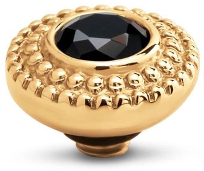 Melano Twisted Crystal Bali Steentje Black | Goud