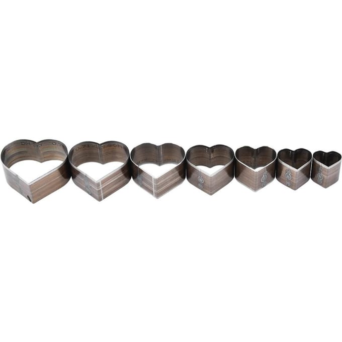 7 pièces 20-50mm Moule de découpe en forme de cœur ravissant pour bricolage en cuir gray