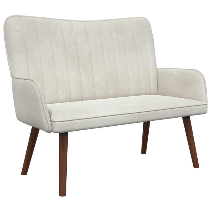 vidaXL - 2-Zits - Sofa - Crèmekleurig - 115 - x - 61 - x - 87 - cm - fluweel