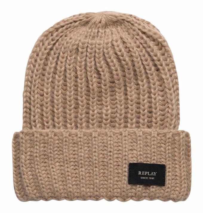 REPLAY muts sjaal Beanie + Scarf Set Light Brown beige