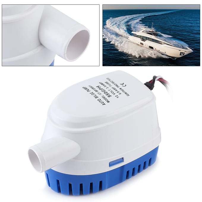 12V 950gph Automatische Dompelbilspomp Marine Bootaccessoire white