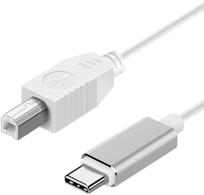 USB-C naar USB-B Midi adapter audio kabel geschikt voor o.a. printer, scanner, keyboard en andere instrumenten - 1 meter - wit
