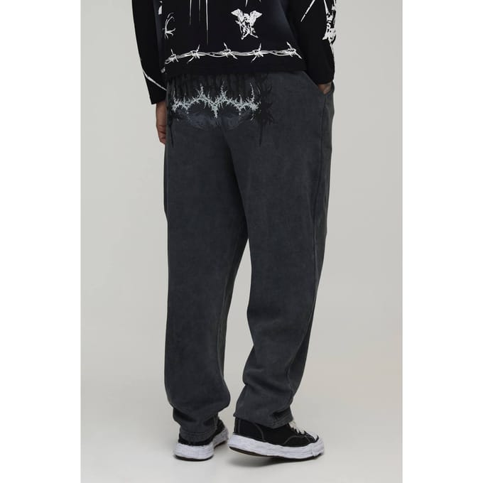 Tall Balloon Fit Gothic Washed Joggingbroek | Washed Charcoal | Size XL