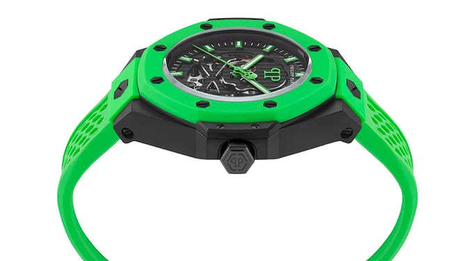 Philipp Plein Plein $Keleton Royal PWPFA0624 Horloge - Siliconen - Groen - Ø 46 mm