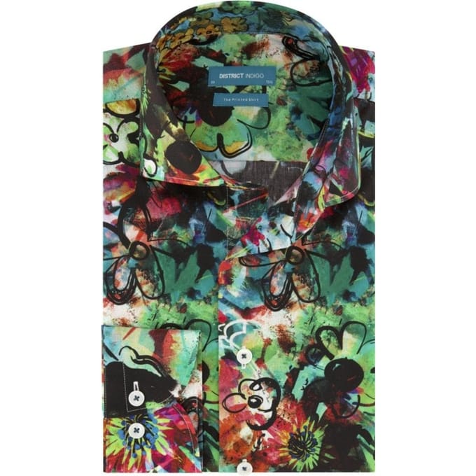 District Indigo Overhemd Graffiti Flower Print Multicolor (7.02.025.005.310)