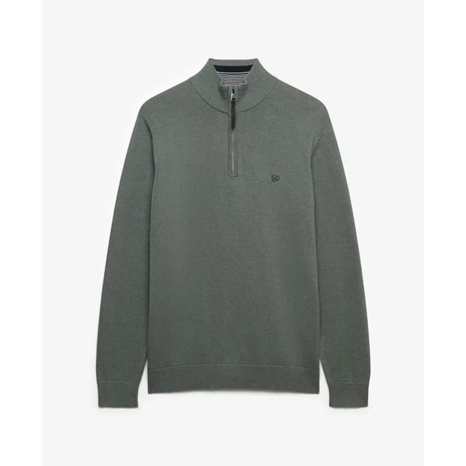 Superdry - Essentials Katoenen Trui met Halve Rits - Heren - Sweaters