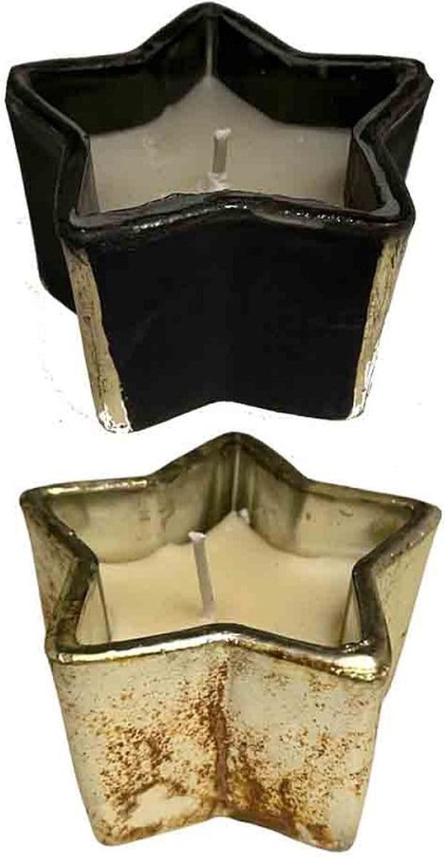 Set van 2 waxinelichtjes Keva - POEDER ZWART 5x8x8 cm