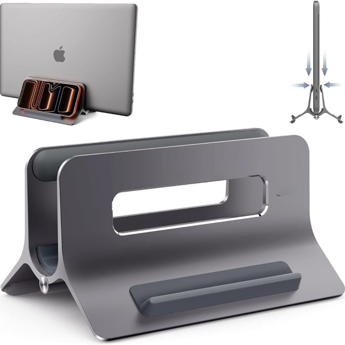 Famanu - Laptopstandaard, verticale laptopstandaard voor notebooks, verstelbare standaard voor laptops