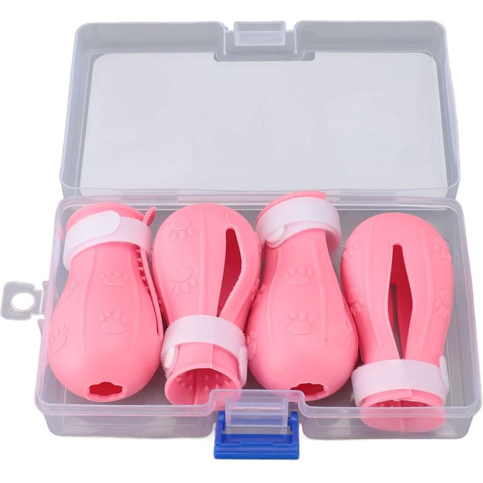 4pcs Couvre-pieds en Silicone pour Chat Anti-dérapant Bottes pour Chat Couvre-pieds Multifonctionnel pour Douche Chat Chat Doux rose