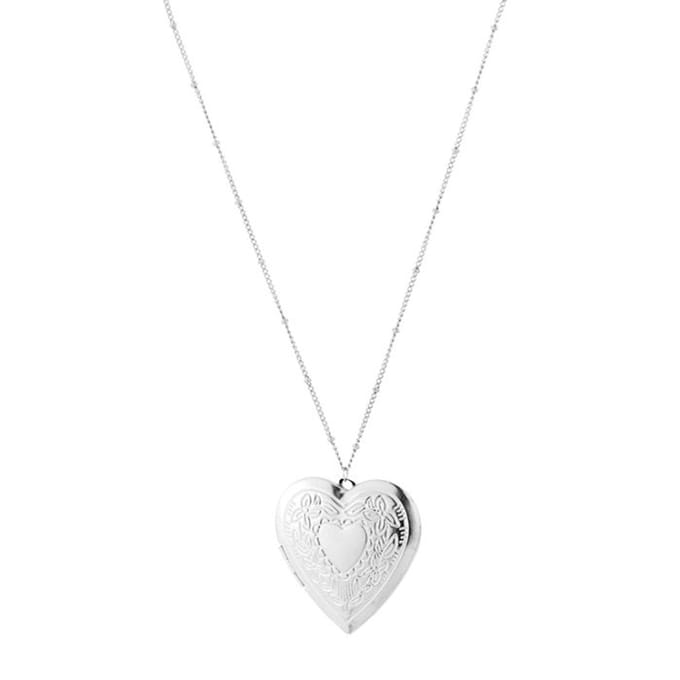 Bijoutheek Collier Medallion Hart Lang Zilverkleurig